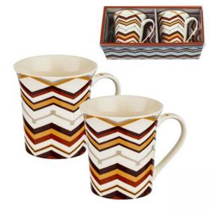 Комплект 2 чаши за кафе/чай с цветна фигура зиг-заг