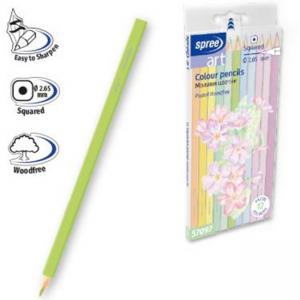 Моливи 12 цв. woodfree пастел, квадратни, PVC кутия Ø 2.65 мм графит