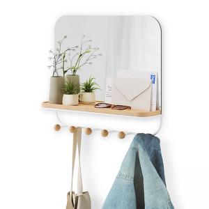 UMBRA Огледало за стенен монтаж с 6 бр. закачалки “ESTIQUE“ - цвят бял