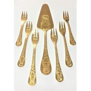 HERDMAR Прибори за торта “SANTAMARTA“ - 7 части - позлатени