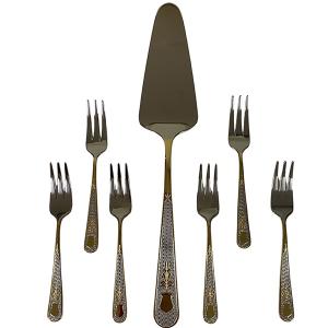 HERDMAR Прибори за торта “GUELL“ - 7 части- с позлатен елемент