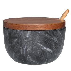MAKU Мраморен съд с капак и лъжичка Ø10см