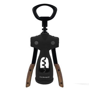 Vin Bouquet Стоманен тирбушон с дървена дръжка - черен