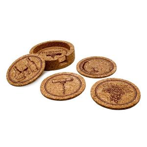 Vin Bouquet Сет от 5 бр. коркови подложки за чаши с поставка