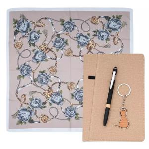Комплект бележник А5, химикалка, шал и ключодържател
