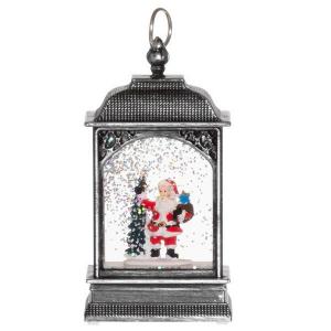 FINNLUMOR Светещ фенер “Snowglobe“ - Дядо Коледа - сребърен