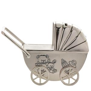 Посребрена касичка бебешка количка Bambino