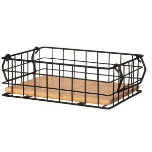 4LIVING Метален панер с бамбуково дъно