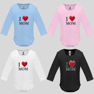 Бебешко боди с надпис - I LOVE MOM