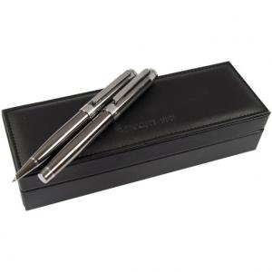 Луксозен комплект химикалка и ролер - Cerruti Heritage Gold в луксозна кожена кутийка