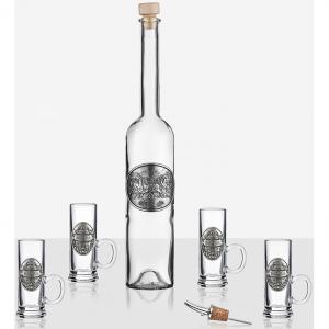 Луксозен комплект 4 чаши и бутилка за алкохол