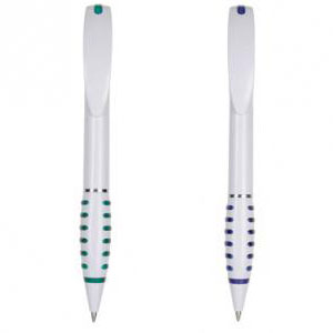 Бяла химикалка в зелена и синя гама