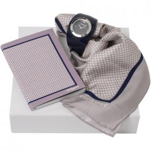 Стилен комплект - Копринен шал и дамски ръчен часовник