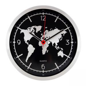 Метален стенен часовник - Световна карта