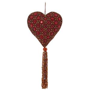Етно висулка сърце в червен цвят