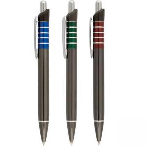 Метална сива химикалка с цветни пръстени