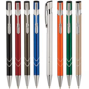 Метални химикалки - 8 цвята и сребриста украса