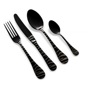 К-т прибори “ROCCO № 7“ - черен, гравиран - 24ч