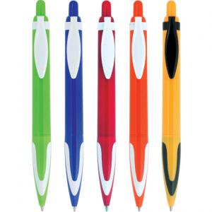 Пет цвята палстмасови химикалки с украса в основата