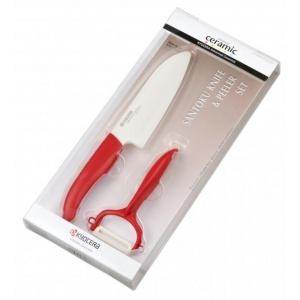 Комплект нож с белачка в кутия - червен