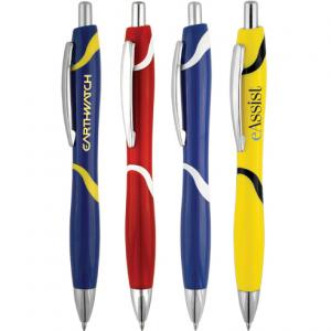 Пластмасова химикалка в три цвята с различна украса