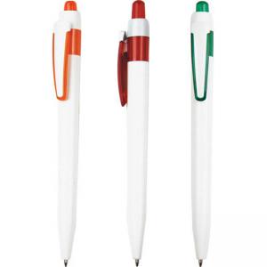 Бели химикалки с пет цвята украса около клипса