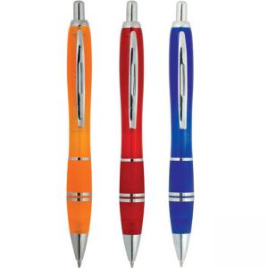 Три цвята пластмасова химикалка с метални части