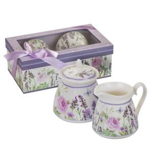 Луксозен сет захарница и каничка - Лавандула