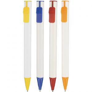 Бяла химикалка в четири вида клипс