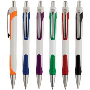 Бяла химикалка в шест варианта цветни части