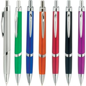 Пластмасова химикалка с метален механизъм и клипс в седем цвята