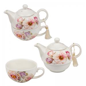 Комплект чаша и чайник - Роза