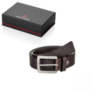 Луксозен кожен колан - тъмно кафяв, 120 см.