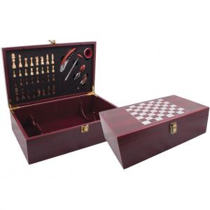 Комплект за вино с шах, 5 части, дървена кутия