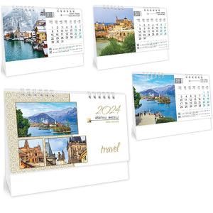 Календар пирамидка TRAVEL - Цветни месеци - 7 листов, настолен работен календар - 2022г