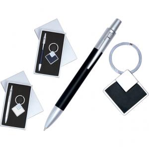 Метален ключодържател и химикалка в три цвята