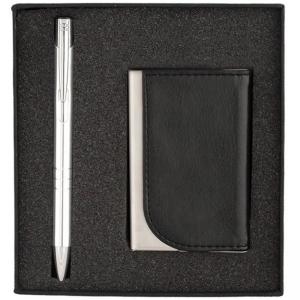 Кожен визитник и метален химикал в комплект