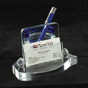 Поставка за визитки и химикалки от стъкло