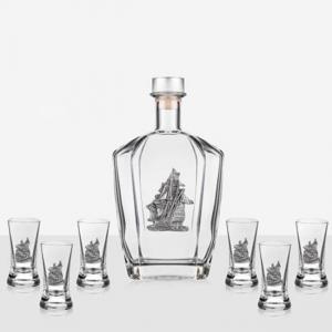 Сет 6 чаши+ бутилка кораб