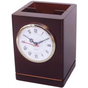 Луксозна поставка за химикалки с часовник