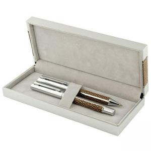 Метална химикалка и ролер в кожена кутия