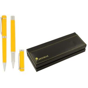 Метална химикалка и ролер в кожена кутия