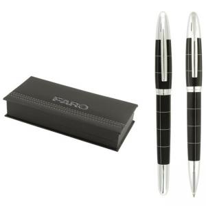 Метална химикалка и ролер в кожена кутия