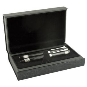 Метална химикалка и ролер в кожена кутия