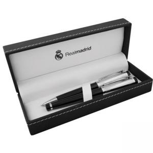 Метална химикалка и ролер в кожена кутия