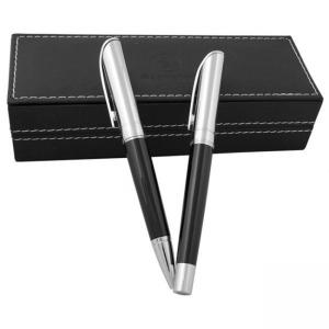 Метална химикалка и ролер в кожена кутия