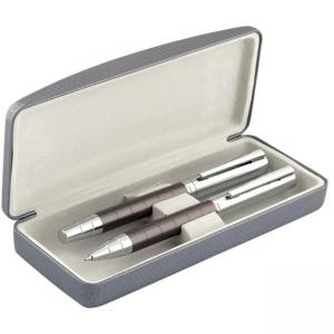 Метална химикалка и ролер в кожена кутия