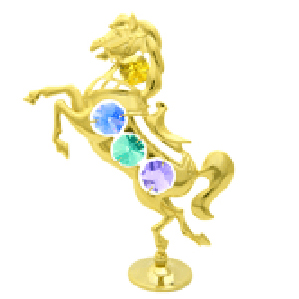 Кон в златен цвят с кристали