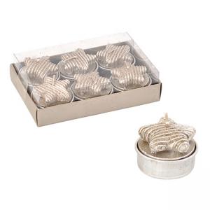 Свещ - звездички 6 броя, сребърен цвят