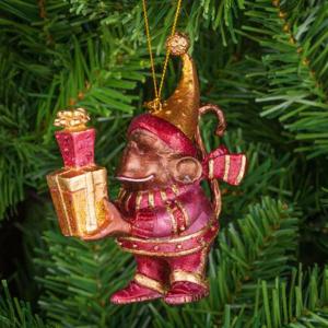 Коледна играчка маймунка с подарък